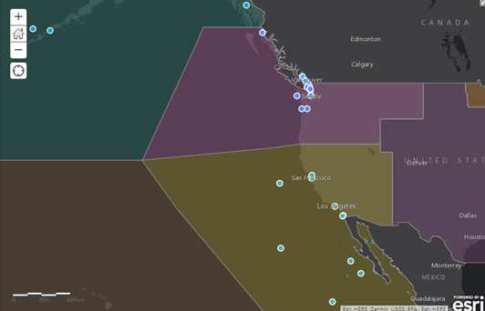 Feature layer in web map with U.S. Coast Guard district boundaries