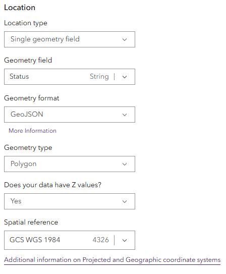 Location specification of a single geometry